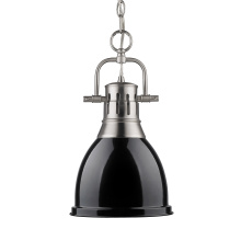 Golden 3602-S PW-BK - Yep by Golden Lighting Duncan 1-light 9in Chain Hung Pendant in Pewter and Black shade